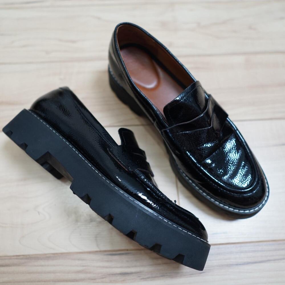 Franco Sarto Patent Loafers Chunky Lug Sole 10